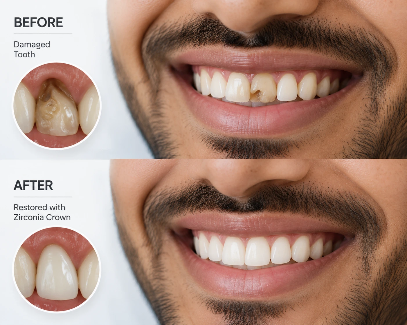 Smile transformation with zirconia crown